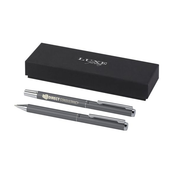 Lucetto recycled aluminium ballpoint and rollerball pen gift set (black ink)