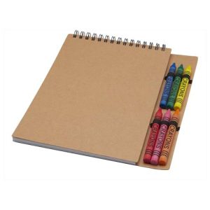 Doodle A5 spiral soft cover notebook and crayon set