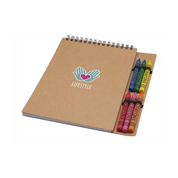 Doodle A5 spiral soft cover notebook and crayon set