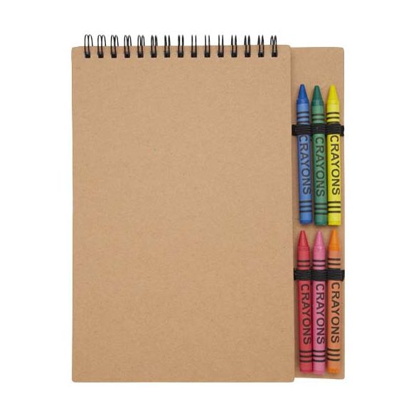 Doodle A5 spiral soft cover notebook and crayon set