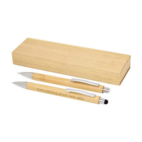 Oblys bamboo ballpoint pen and mechanical pencil set (black ink)