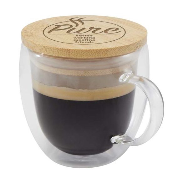 Lenora 250 ml glass cup with bamboo lid