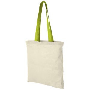 Nevada 100 g/m² cotton tote bag coloured handles 7L