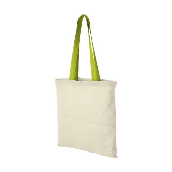 Nevada 100 g/m² cotton tote bag coloured handles 7L