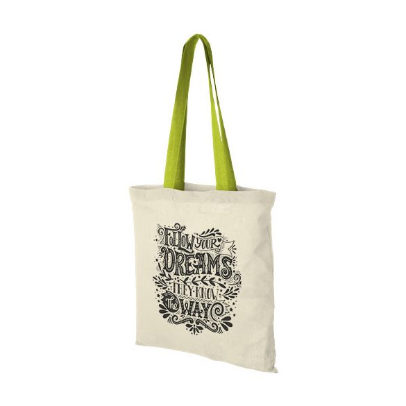 Nevada 100 g/m² cotton tote bag coloured handles 7L