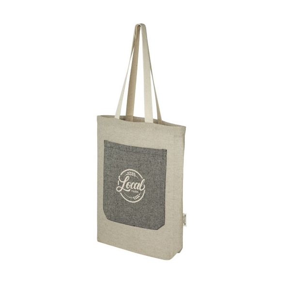 Pheebs 150 g/m² recycled cotton tote bag with front pocket 9L