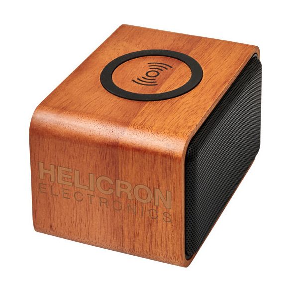 Wooden speaker with wireless charging pad