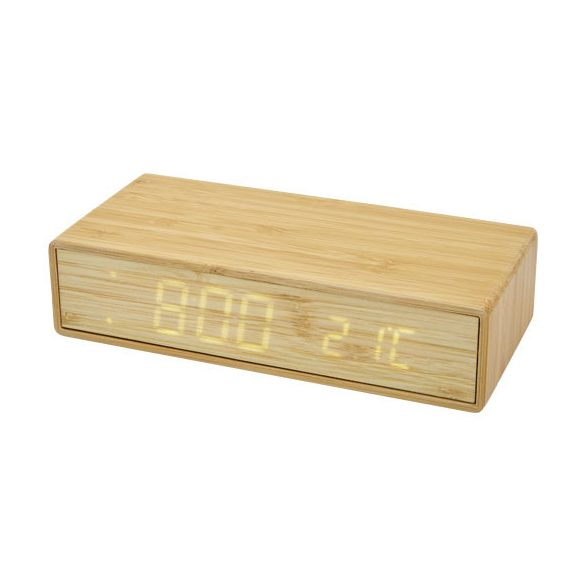 Minata bamboo wireless charger with clock