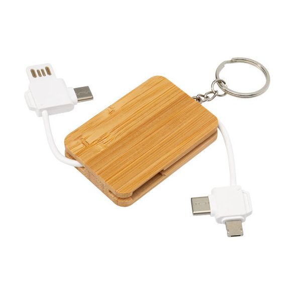 Reel 6-in-1 retractable bamboo key ring charging cable