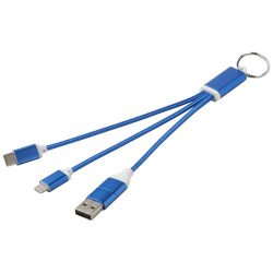 Metal 4-in-1 recycled aluminium charging cable with keychain