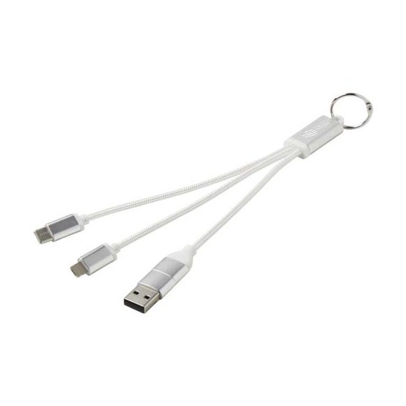 Metal 4-in-1 recycled aluminium charging cable with keychain