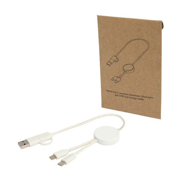 Citala 5-in-1 recycled plastic 30 cm data sync and 27W fast charge cable