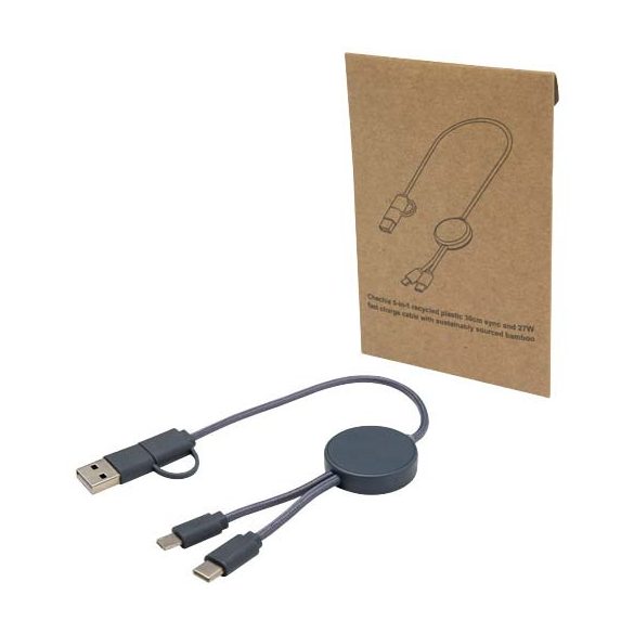 Citala 5-in-1 recycled plastic 30 cm data sync and 27W fast charge cable