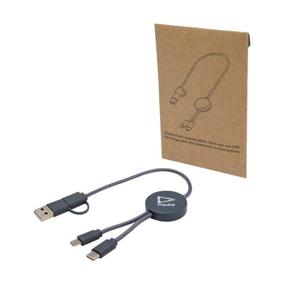Citala 5-in-1 recycled plastic 30 cm data sync and 27W fast charge cable