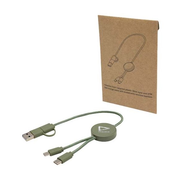 Citala 5-in-1 recycled plastic 30 cm data sync and 27W fast charge cable
