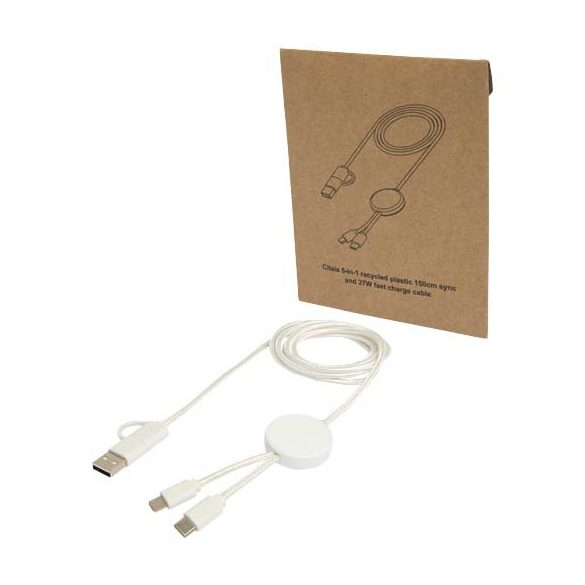 Citala 5-in-1 recycled plastic 150 cm data sync and 27W fast charge cable