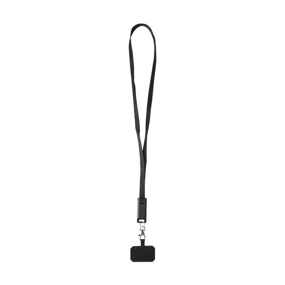 Franz recycled plastic smartphone lanyard with built-in data sync and 65W fast charge 5-in-1 cable