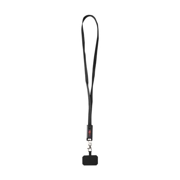 Franz recycled plastic smartphone lanyard with built-in data sync and 65W fast charge 5-in-1 cable