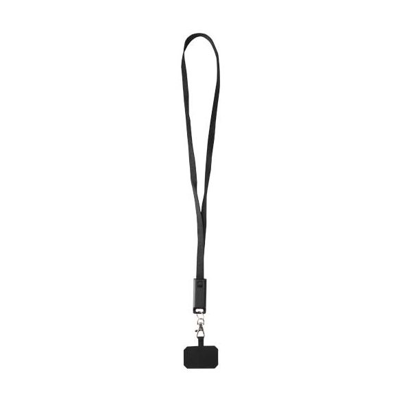 Franz recycled plastic smartphone lanyard with built-in data sync and 65W fast charge 5-in-1 cable