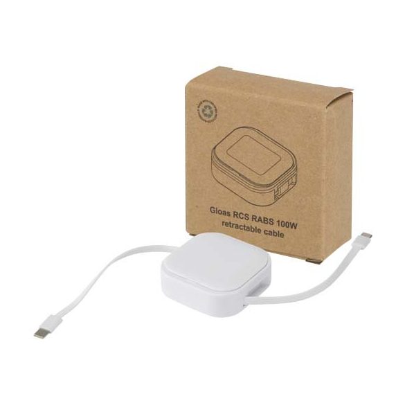 Gloas 5-in-1 recycled retractable data sync and 100W fast charge cable with smartphone tool kit