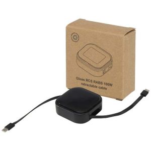Gloas 5-in-1 recycled retractable data sync and 100W fast charge cable with smartphone tool kit