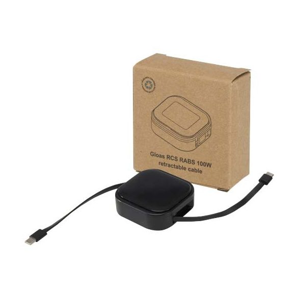 Gloas 5-in-1 recycled retractable data sync and 100W fast charge cable with smartphone tool kit