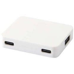   Gaia 4-port USB hub with USB-A and Type-C output and dual input - made from recycled plastic