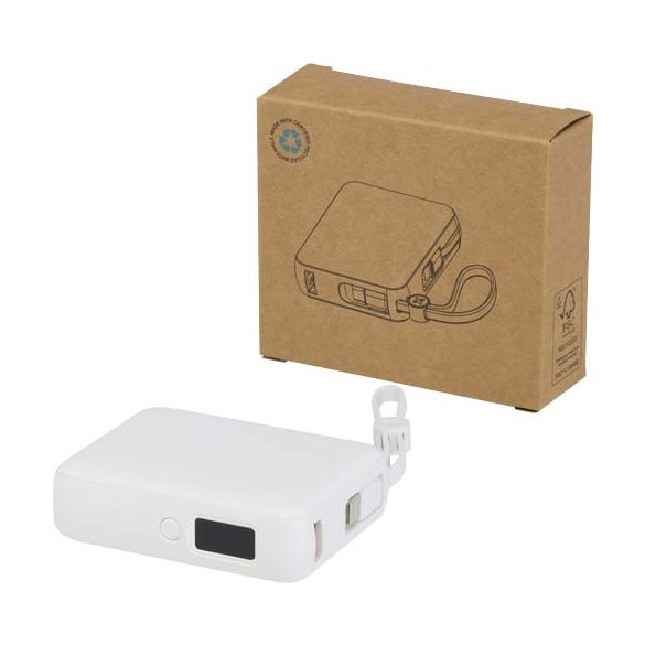 Acrux 10.000 mAh 35W tablet power bank with built in Type-C cable - made from recycled plastic