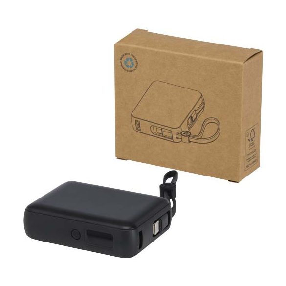 Acrux 10.000 mAh 35W tablet power bank with built in Type-C cable - made from recycled plastic