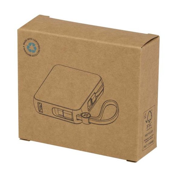 Acrux 10.000 mAh 35W tablet power bank with built in Type-C cable - made from recycled plastic