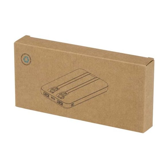 Adhil 10.000 mAh 10W recycled plastic power bank with 2 built-in cables