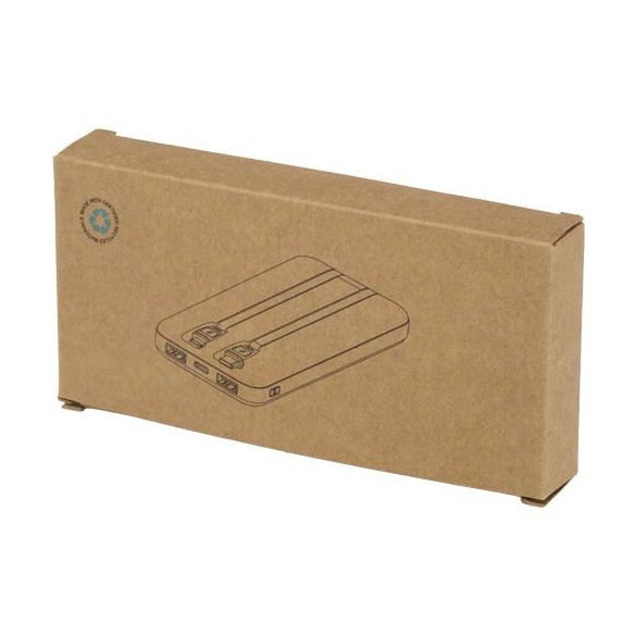 Adhil 10.000 mAh 10W recycled plastic power bank with 2 built-in cables