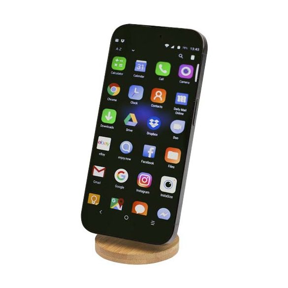 Alcor recycled plastic foldeable magnetic phone stand with bamboo details