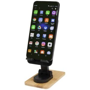 Alfirk recycled plastic foldeable desk phone stand with bamboo details