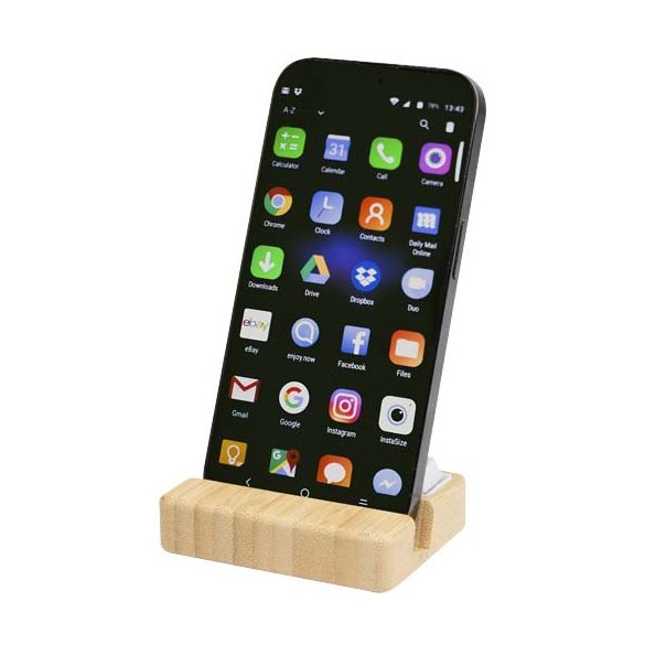 Algol recycled plastic phone stand and fidget toy with bamboo details