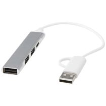   Alkaid 4-port recycled aluminium USB-A and Type-C hub with dual input