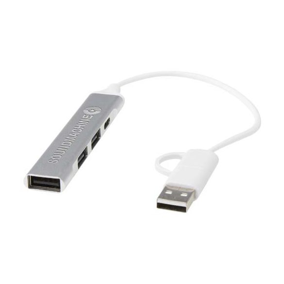 Alkaid 4-port recycled aluminium USB-A and Type-C hub with dual input