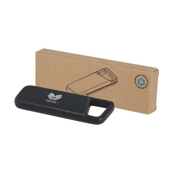 Alkes 5000 mAh 12W recycled plastic water resistant power bank with carabiner