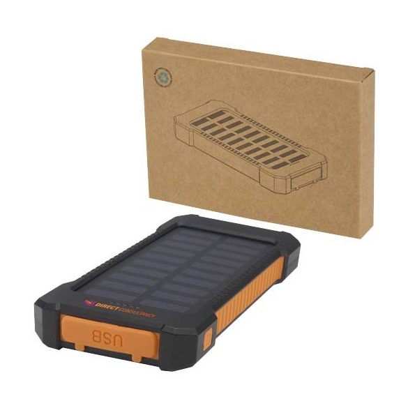 Altair 5000 mAh 10W recycled plastic rugged solar power bank with built-in torch