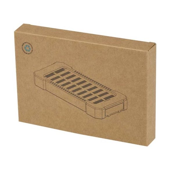 Altair 5000 mAh 10W recycled plastic rugged solar power bank with built-in torch