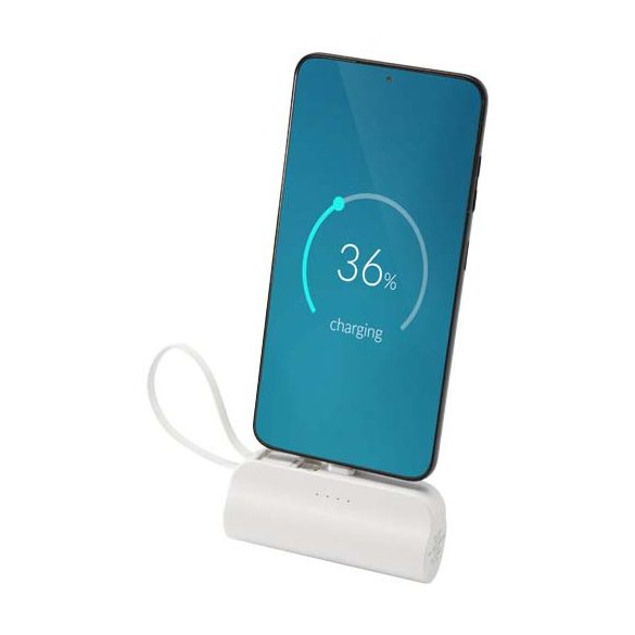 Alnair 5000 mAh 10W recycled plastic Type-C power bank with built-in flip stand and 2-in-1 cable