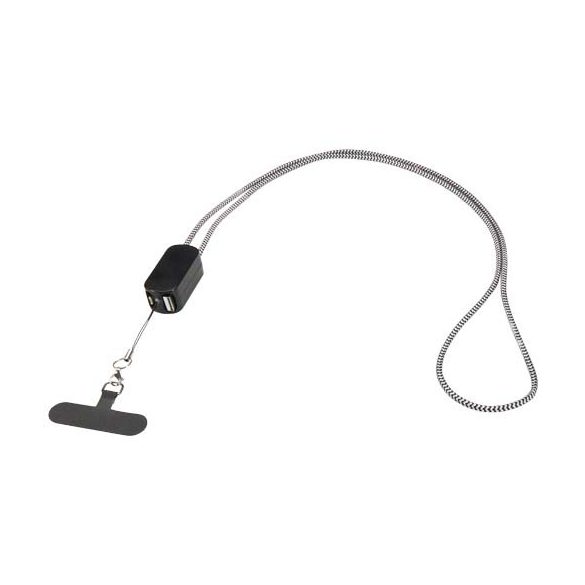 Anser recycled plastic smartphone lanyard with 27W 5-in-1 built-in cable