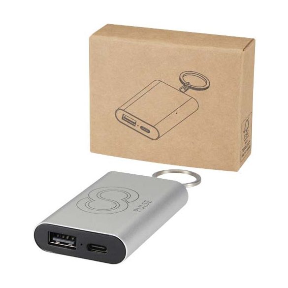 Arcturus 2000 mAh recycled aluminium power bank with keychain