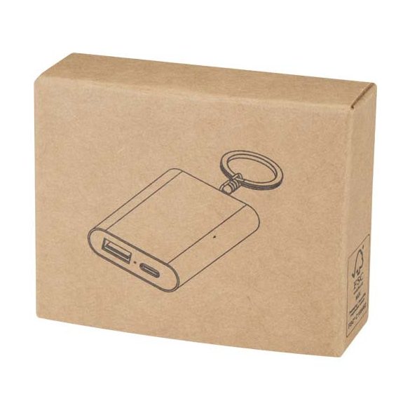 Arcturus 2000 mAh recycled aluminium power bank with keychain