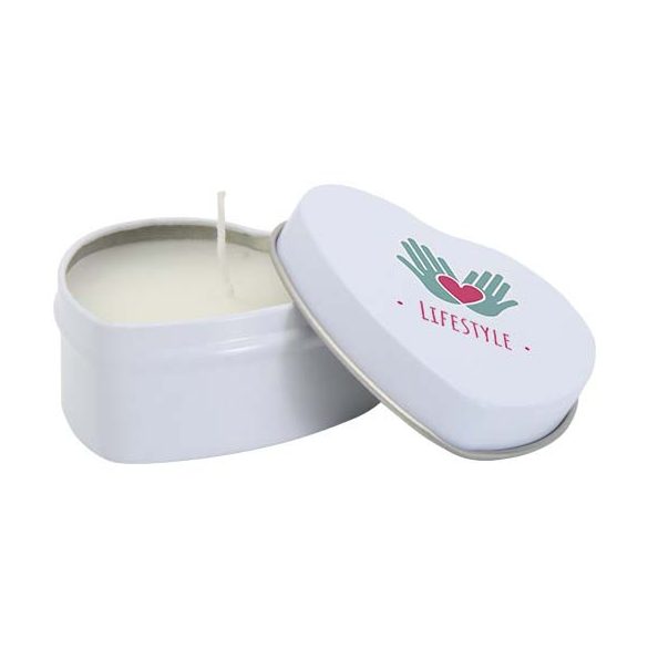 Blissful heart-shaped tin candle with vanilla aroma
