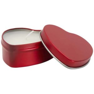 Blissful heart-shaped tin candle with vanilla aroma