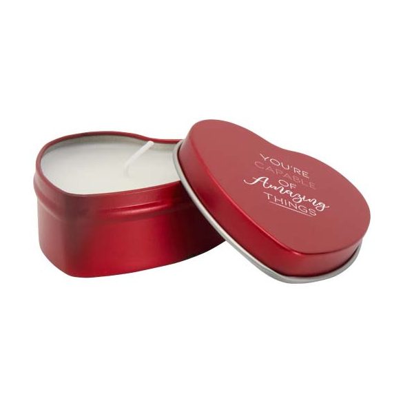 Blissful heart-shaped tin candle with vanilla aroma