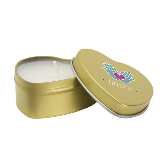 Blissful heart-shaped tin candle with vanilla aroma
