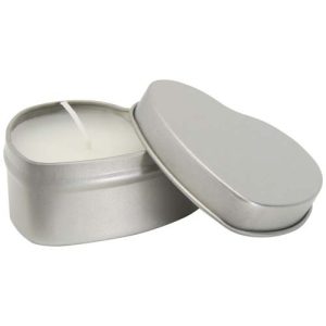 Blissful heart-shaped tin candle with vanilla aroma