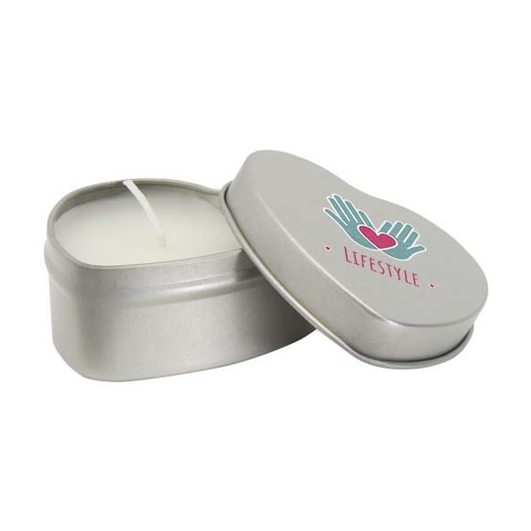 Blissful heart-shaped tin candle with vanilla aroma